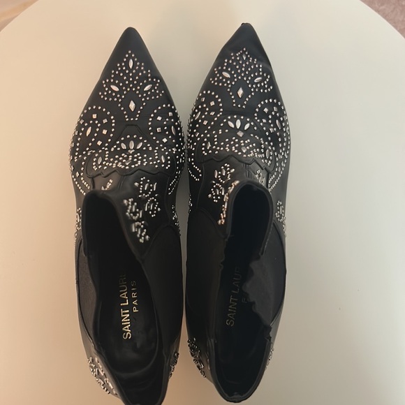 Yves Saint Laurent Paris black studded kitten heel booties - Picture 11 of 12